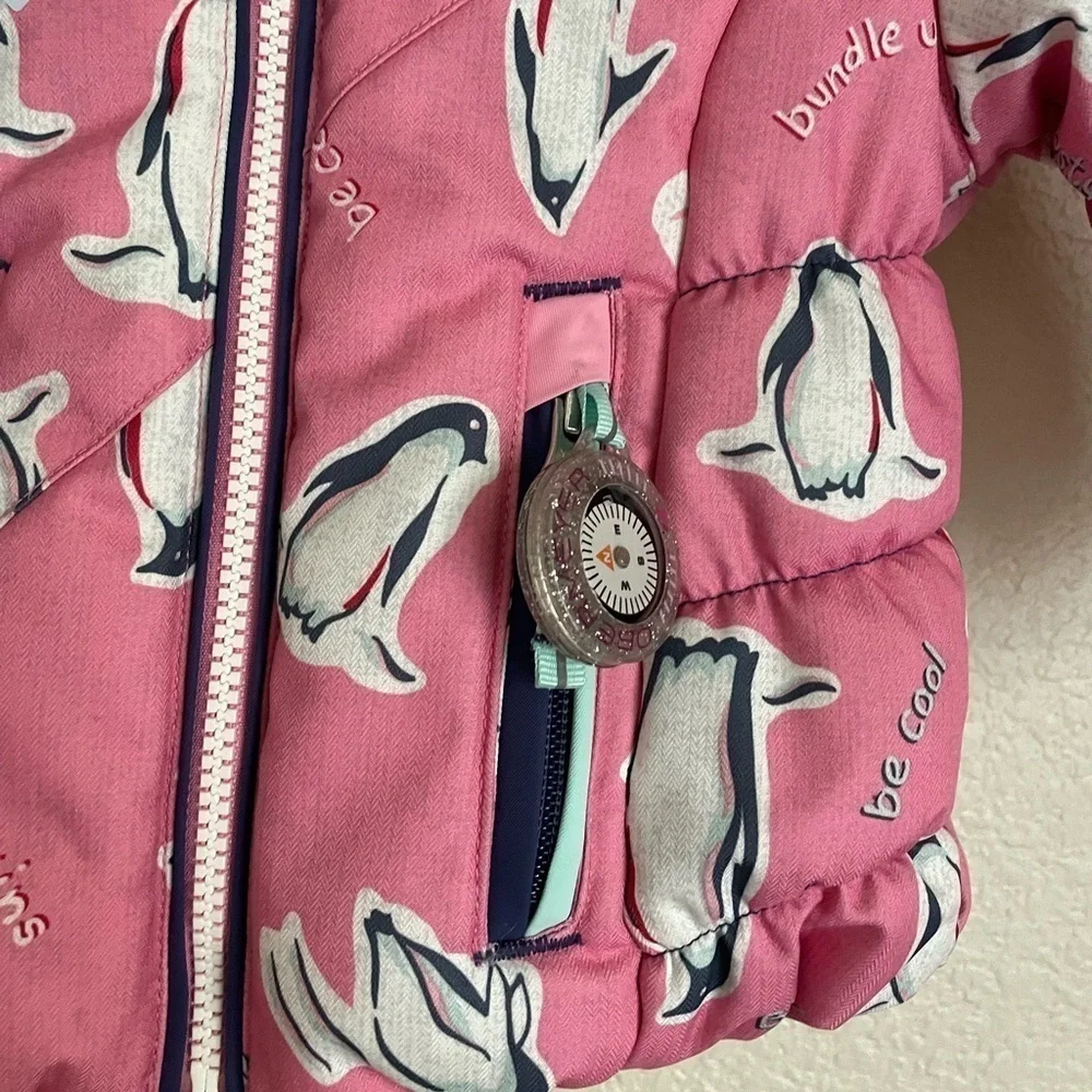 Obermeyer Little Girls Cakewalk Insulated Ski Jacket XS 1yr Pink Penguins